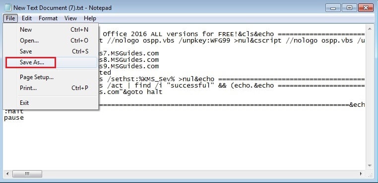 save code as batch file